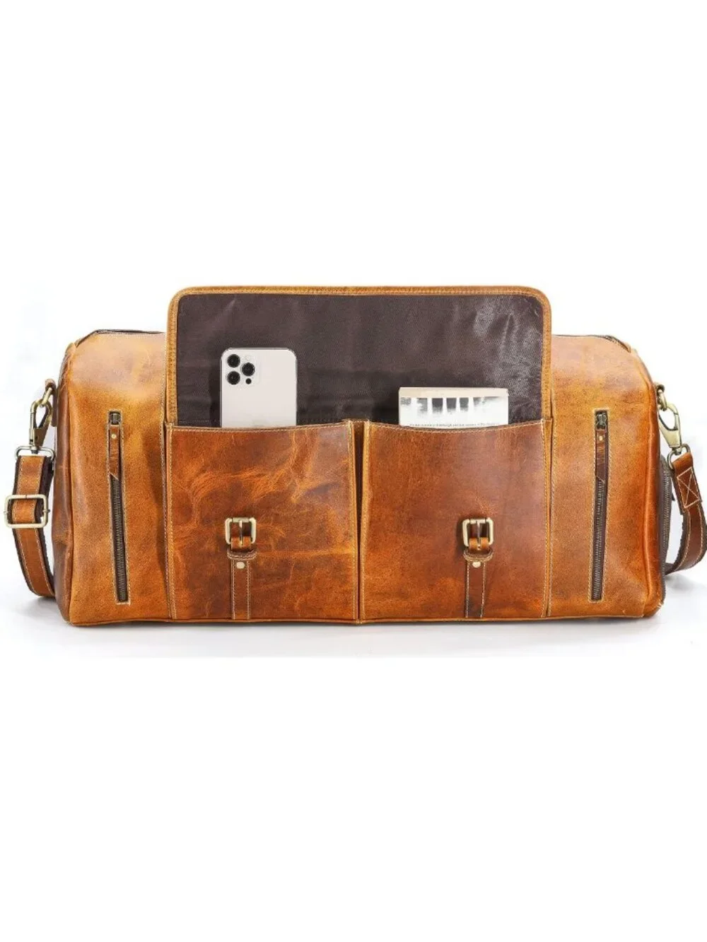 Stylish Leather Duffle Bag for Travel, Gym & Sports - Unisex Holdall Tote